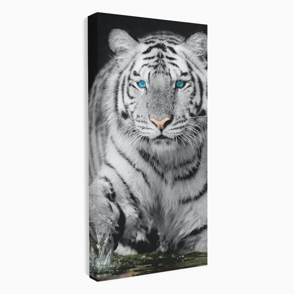 Tablou canvas cu tablou canvas cu tigru alb, fara rama, pe sasiu de lemn